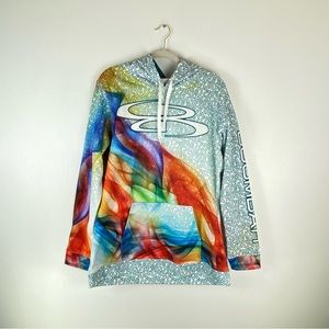Boombah Ink Dye Sublimation Womens X Large WXL Pullover Hoodie Teal Blue Purple